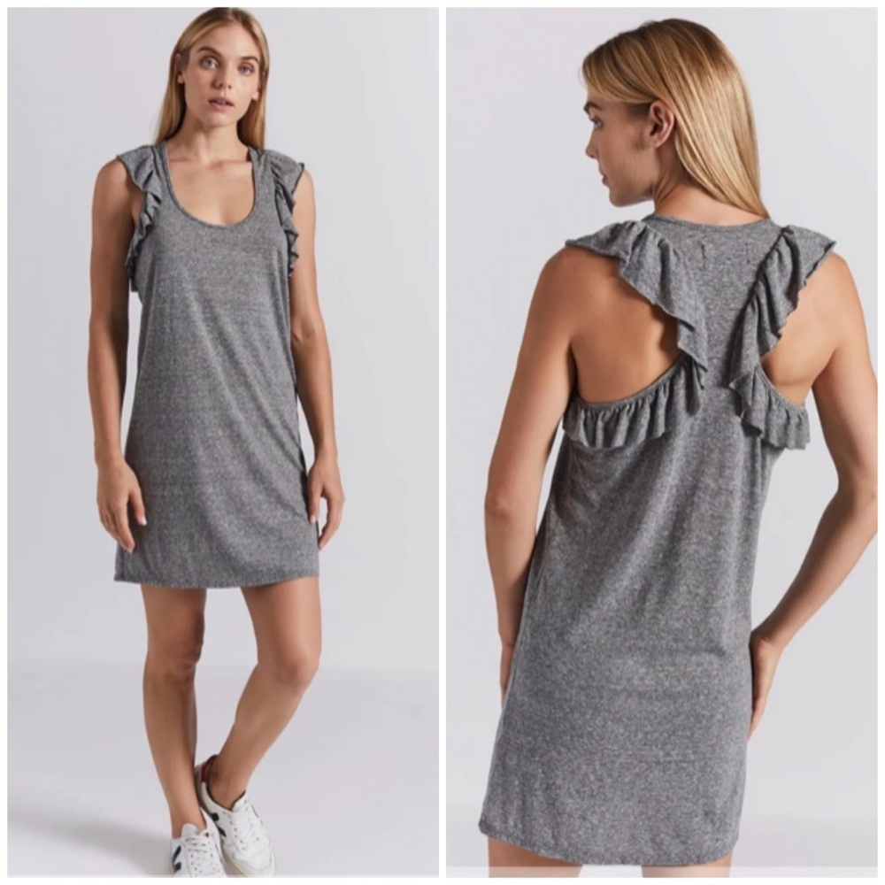 Current / Elliott Cadence Gray Ruffle Tee Dress